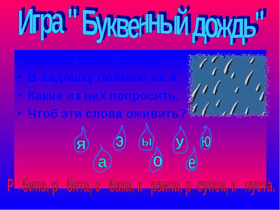Игра " Буквенный дождь" - Класс учебник | Академический школьный учебник скачать | Сайт школьных книг учебников uchebniki.org.ua