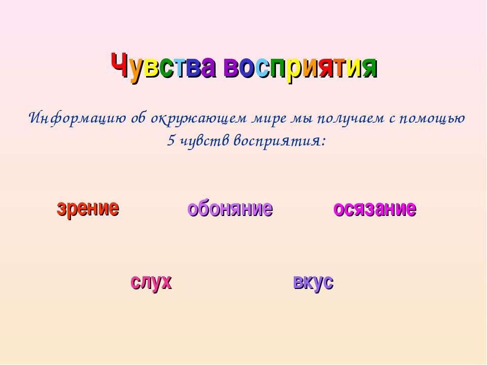 Чувства восприятия - Класс учебник | Академический школьный учебник скачать | Сайт школьных книг учебников uchebniki.org.ua