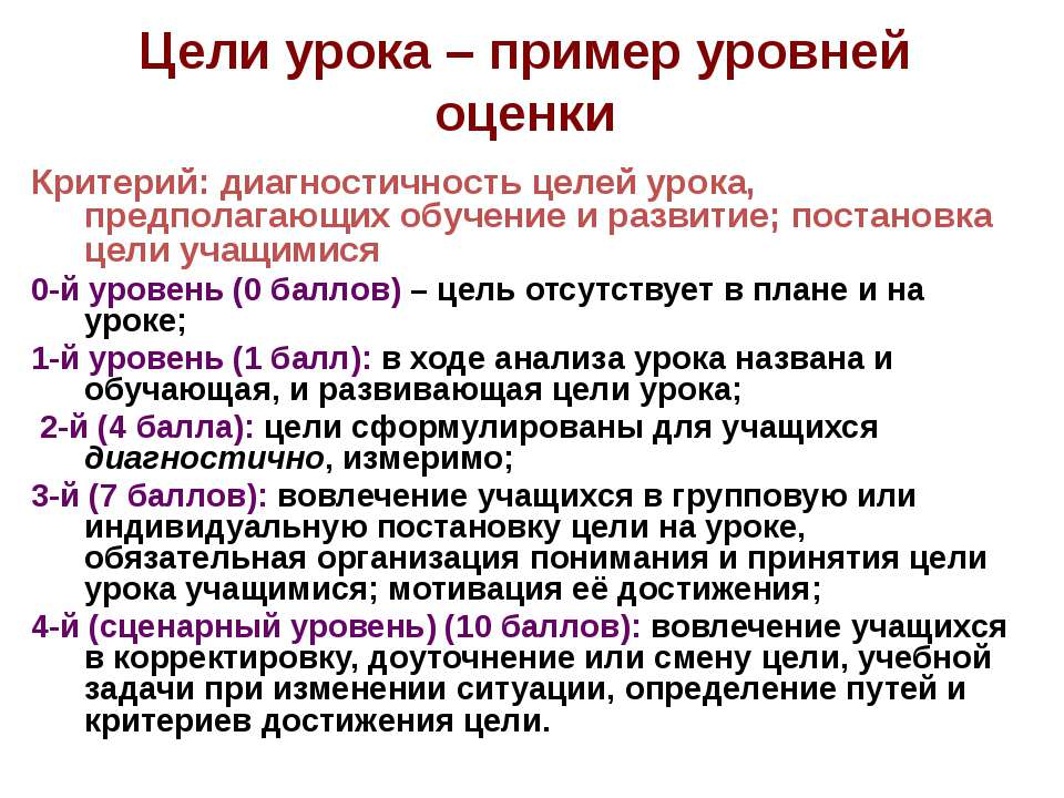 Цели урока – пример уровней оценки - Класс учебник | Академический школьный учебник скачать | Сайт школьных книг учебников uchebniki.org.ua