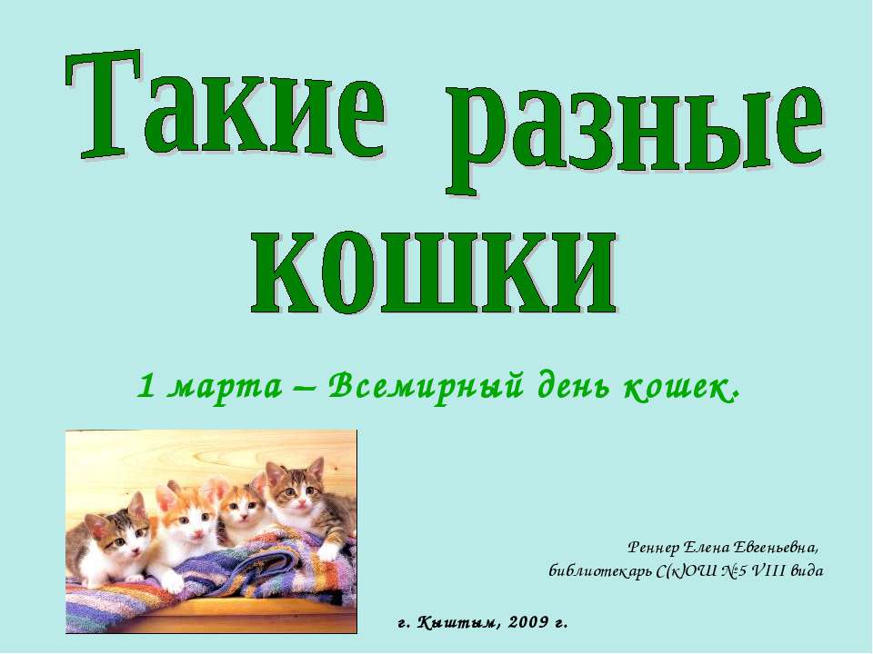 Такие разные кошки - Класс учебник | Академический школьный учебник скачать | Сайт школьных книг учебников uchebniki.org.ua