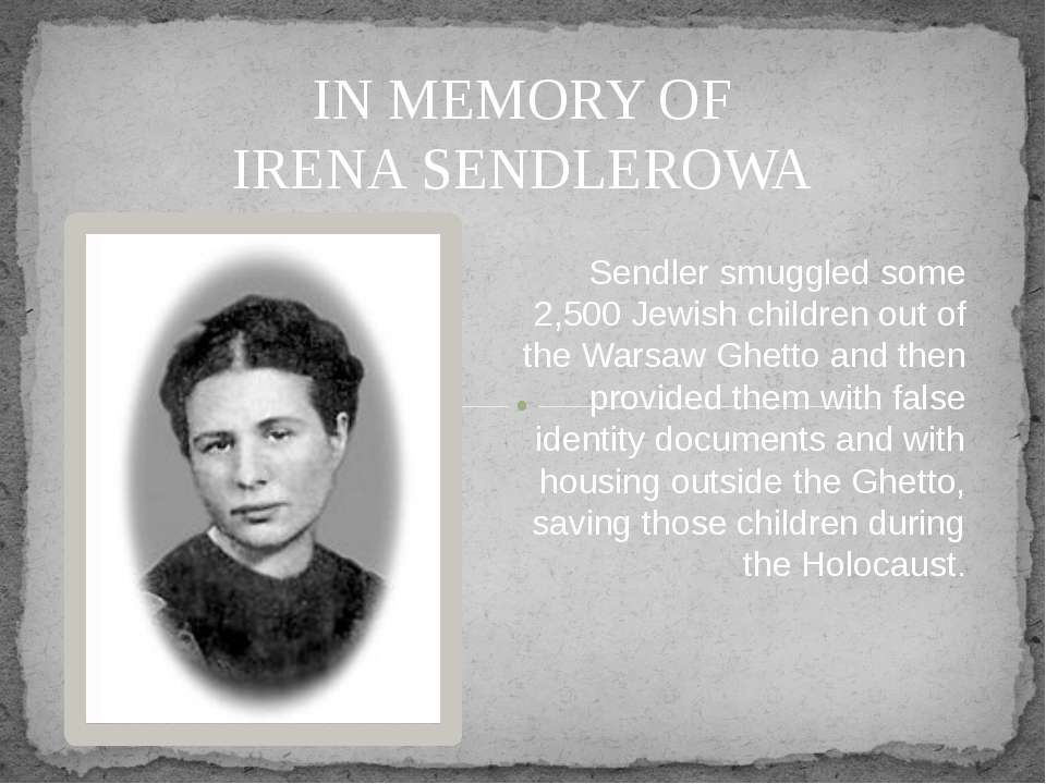 IN MEMORY OF IRENA SENDLEROWA - Класс учебник | Академический школьный учебник скачать | Сайт школьных книг учебников uchebniki.org.ua