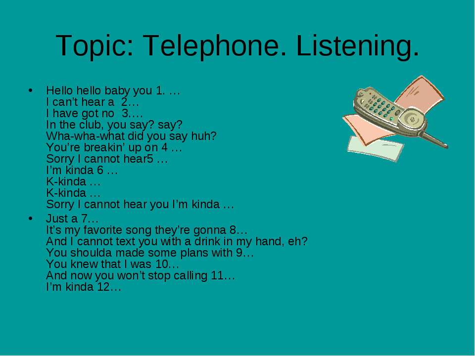 Topic: Telephone. Listening - Класс учебник | Академический школьный учебник скачать | Сайт школьных книг учебников uchebniki.org.ua