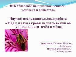 Тема:«Мёд =плазма крови человека или об уникальности пчёлы мёда» презентация - Класс учебник | Академический школьный учебник скачать | Сайт школьных книг учебников uchebniki.org.ua