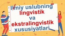 ПРЕЗЕНТАЦИЯ НА ТЕМУ: "Ilmiy uslubning lingvistik va ekstralingvistik xususiyatlari", совместно с магистрантом 1-го курса УзГУМЯ, Рашидовой Муштарий - Класс учебник | Академический школьный учебник скачать | Сайт школьных книг учебников uchebniki.org.ua