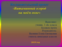 Презентация к проекту "Витаминный огород на моём окне" - Класс учебник | Академический школьный учебник скачать | Сайт школьных книг учебников uchebniki.org.ua