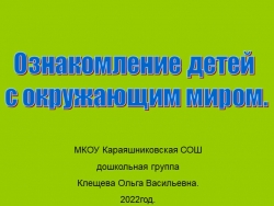 Презентация на тему "Ознакомление детей с окружающим миром" - Класс учебник | Академический школьный учебник скачать | Сайт школьных книг учебников uchebniki.org.ua