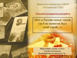 Поисково-исследовательская работа "Нет в России семьи такой, где б не памятен был свой герой..." - Класс учебник | Академический школьный учебник скачать | Сайт школьных книг учебников uchebniki.org.ua