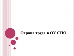 Презентация "Охрана труда в ОУ СПО" - Класс учебник | Академический школьный учебник скачать | Сайт школьных книг учебников uchebniki.org.ua