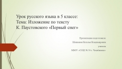 Презентация к уроку русского языка в 5 классе на тему" Изложение повествовательного текста с элементами описания по тексту К.Паустовского «Первый снег» - Класс учебник | Академический школьный учебник скачать | Сайт школьных книг учебников uchebniki.org.ua