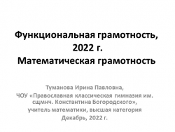 Презентация "Функциональная грамотность,2022 г. Математическая грамотность" - Класс учебник | Академический школьный учебник скачать | Сайт школьных книг учебников uchebniki.org.ua