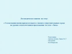 Логопедическое занятие на тему: « Согласование имени прилагательного с именем существительным в роде на уровне словосочетания и предложения по теме « Зима» - Класс учебник | Академический школьный учебник скачать | Сайт школьных книг учебников uchebniki.org.ua