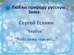 Лирические стихотворения С.А.Есенина «Поёт зима, аукает…», «Берёза». Слова, которые помогают представить зимние картины. - Класс учебник | Академический школьный учебник скачать | Сайт школьных книг учебников uchebniki.org.ua