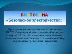 Презентация-Викторина по электротехнике на тему "Безопасное электричество" - Класс учебник | Академический школьный учебник скачать | Сайт школьных книг учебников uchebniki.org.ua