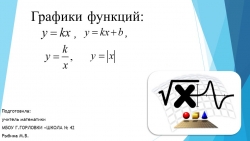Презентация к уроку алгебры "Графики функций: линейной, прямой пропорциональности, обратной пропорциональности" (9 класс) - Класс учебник | Академический школьный учебник скачать | Сайт школьных книг учебников uchebniki.org.ua